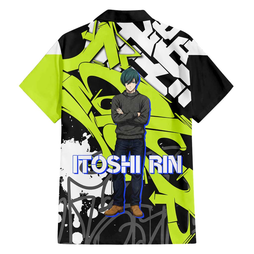 Itoshi Rin Blue Lock Family Matching Off Shoulder Maxi Dress and Hawaiian Shirt Urban Graffiti Street Art Style