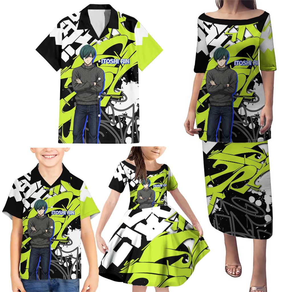 Itoshi Rin Blue Lock Family Matching Puletasi and Hawaiian Shirt Urban Graffiti Street Art Style