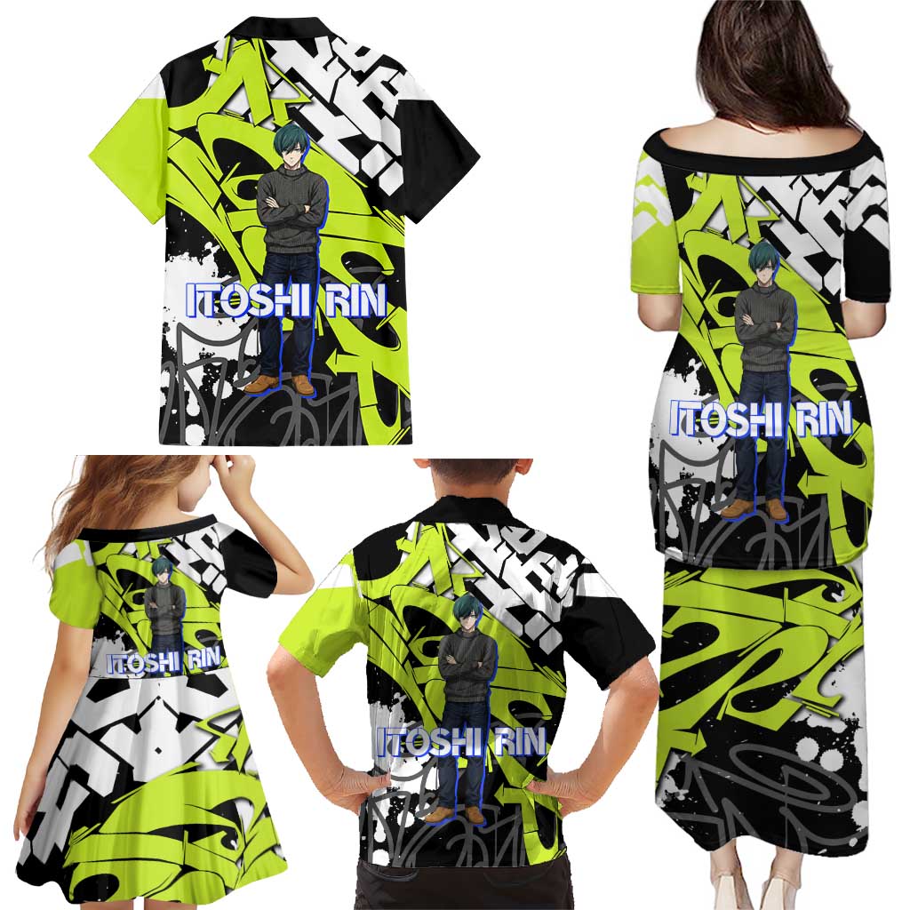 Itoshi Rin Blue Lock Family Matching Puletasi and Hawaiian Shirt Urban Graffiti Street Art Style