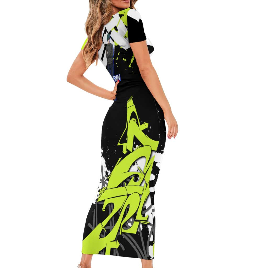 Itoshi Rin Blue Lock Family Matching Short Sleeve Bodycon Dress and Hawaiian Shirt Urban Graffiti Street Art Style