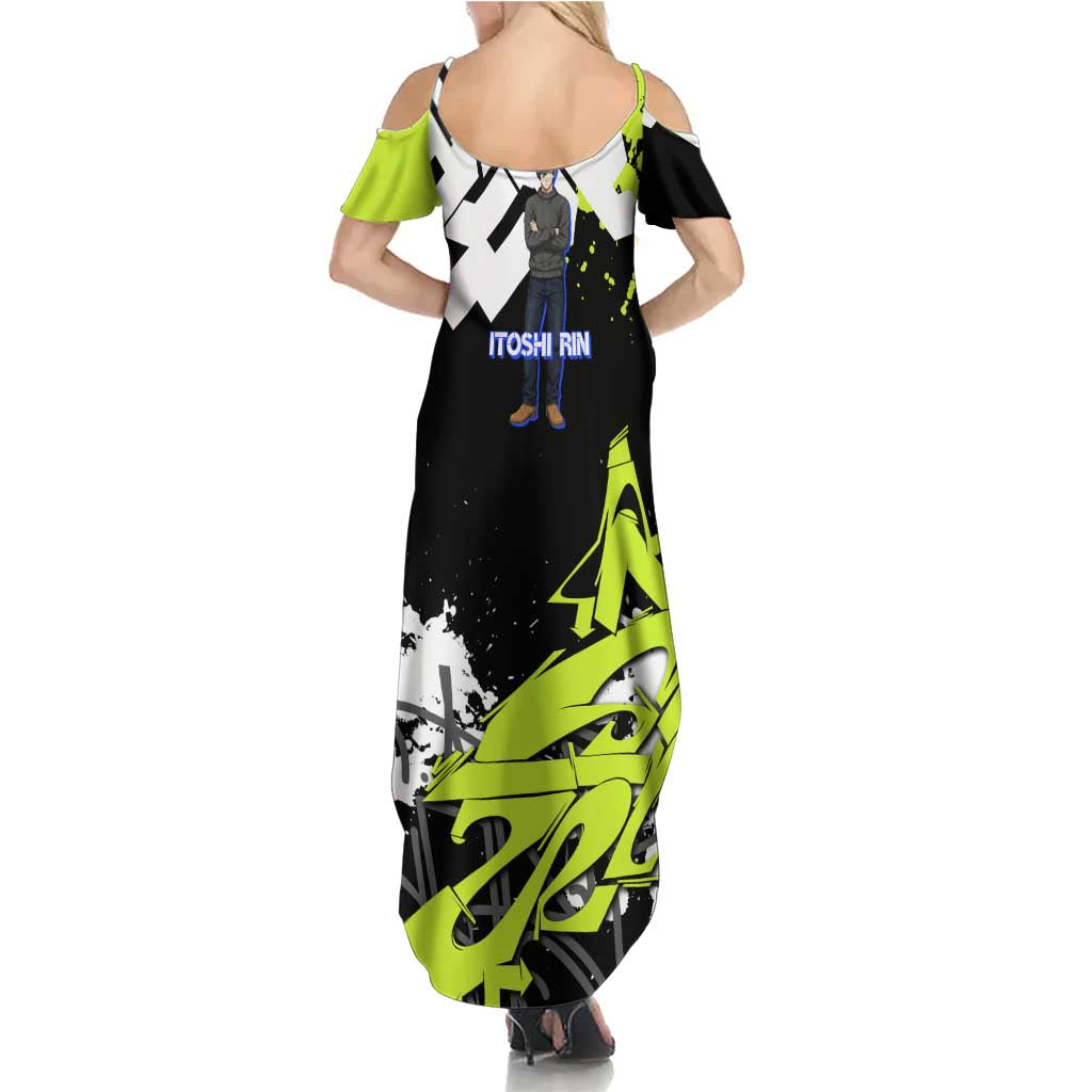 Itoshi Rin Blue Lock Family Matching Summer Maxi Dress and Hawaiian Shirt Urban Graffiti Street Art Style