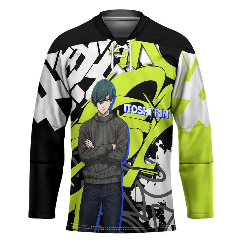 Itoshi Rin Blue Lock Hockey Jersey Urban Graffiti Street Art Style