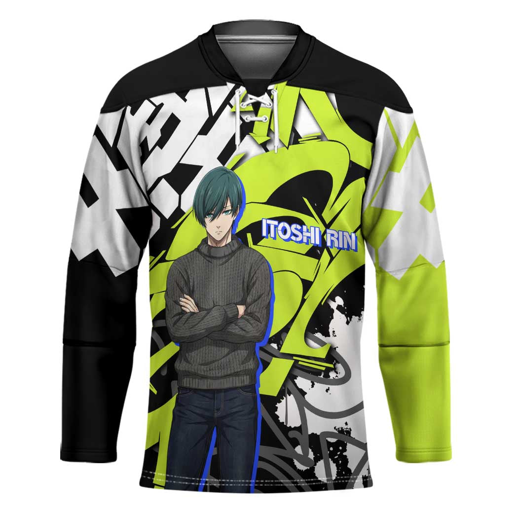 Itoshi Rin Blue Lock Hockey Jersey Urban Graffiti Street Art Style