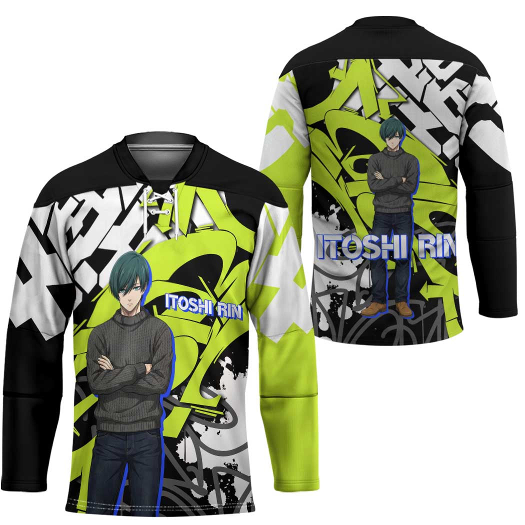 Itoshi Rin Blue Lock Hockey Jersey Urban Graffiti Street Art Style