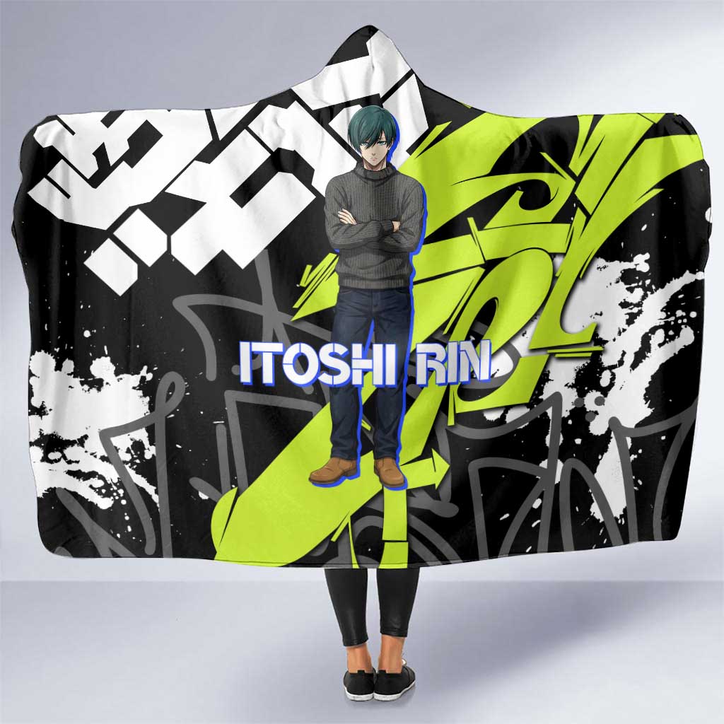 Itoshi Rin Blue Lock Hooded Blanket Urban Graffiti Street Art Style