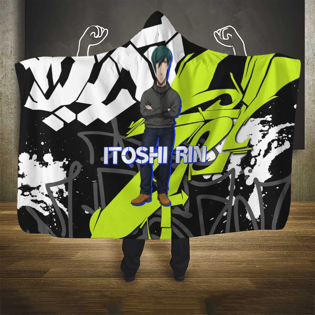 Itoshi Rin Blue Lock Hooded Blanket Urban Graffiti Street Art Style