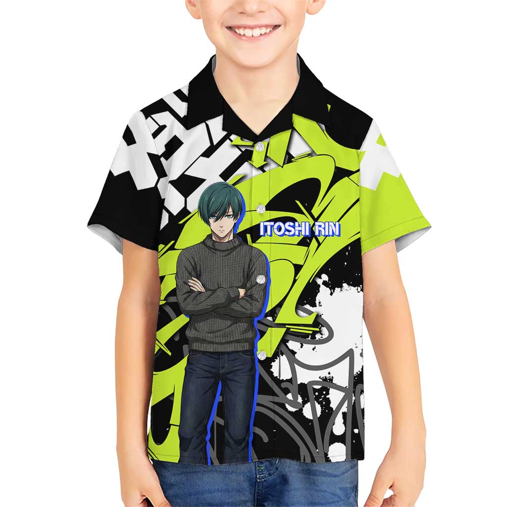 Itoshi Rin Blue Lock Kid Hawaiian Shirt Urban Graffiti Street Art Style