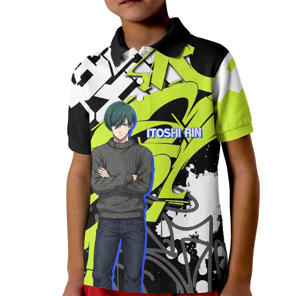 Itoshi Rin Blue Lock Kid Polo Shirt Urban Graffiti Street Art Style