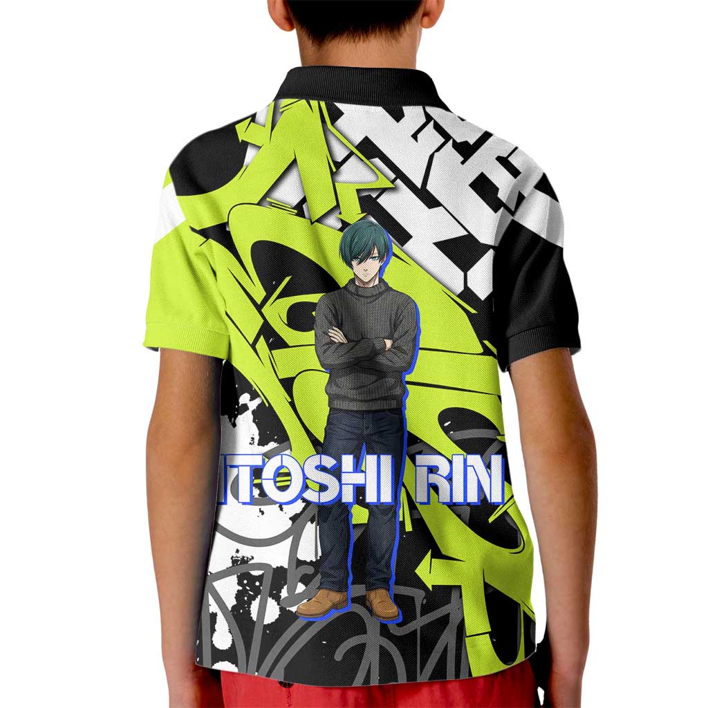 Itoshi Rin Blue Lock Kid Polo Shirt Urban Graffiti Street Art Style