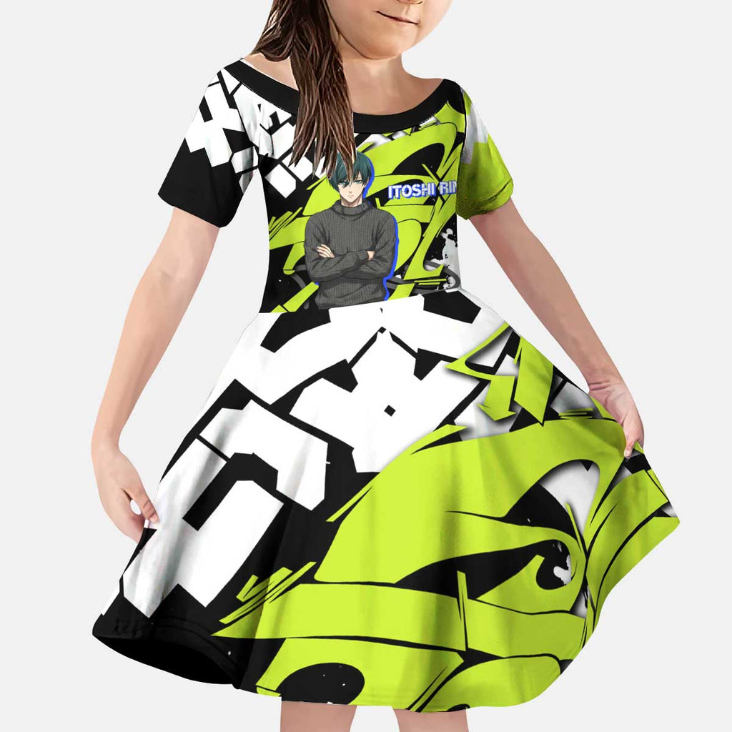 Itoshi Rin Blue Lock Kid Short Sleeve Dress Urban Graffiti Street Art Style