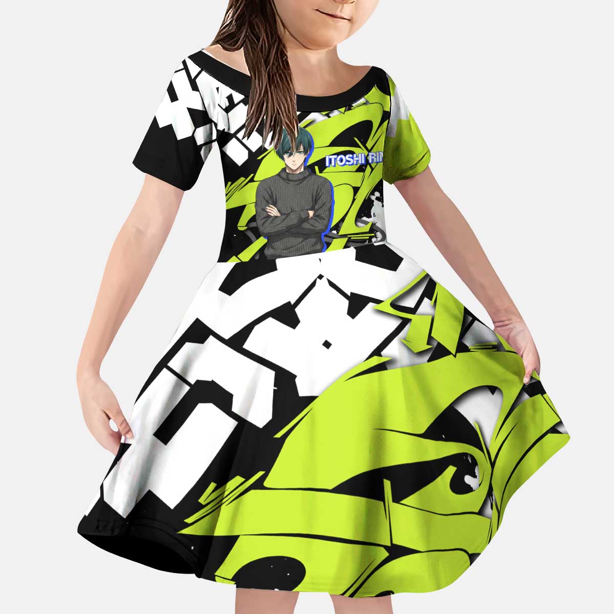 Itoshi Rin Blue Lock Kid Short Sleeve Dress Urban Graffiti Street Art Style