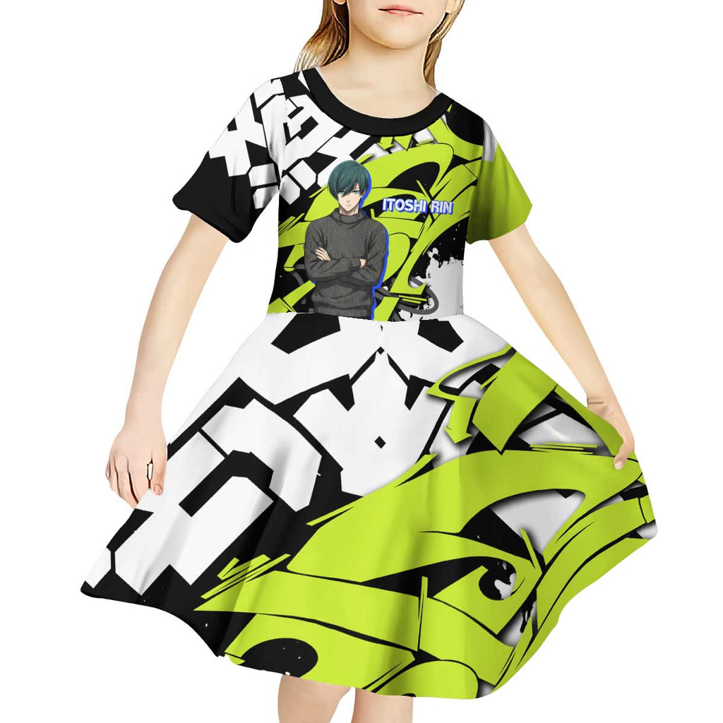 Itoshi Rin Blue Lock Kid Short Sleeve Dress Urban Graffiti Street Art Style
