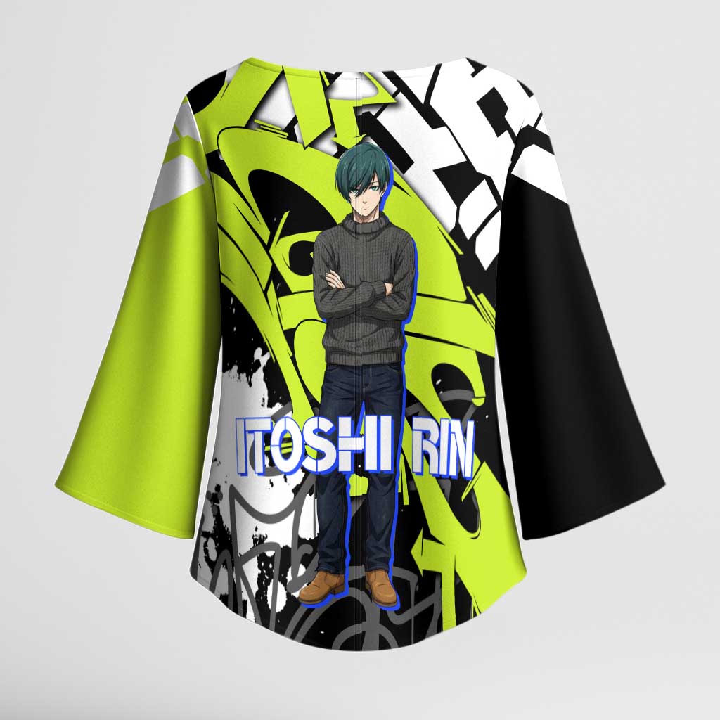 Itoshi Rin Blue Lock Kimono Sleeve Blouse Urban Graffiti Street Art Style