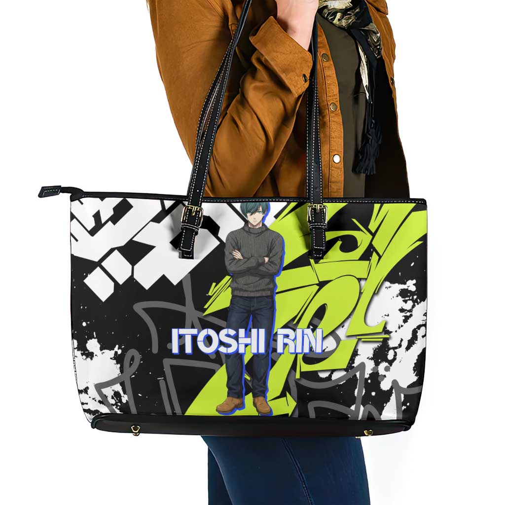 Itoshi Rin Blue Lock Leather Tote Bag Urban Graffiti Street Art Style