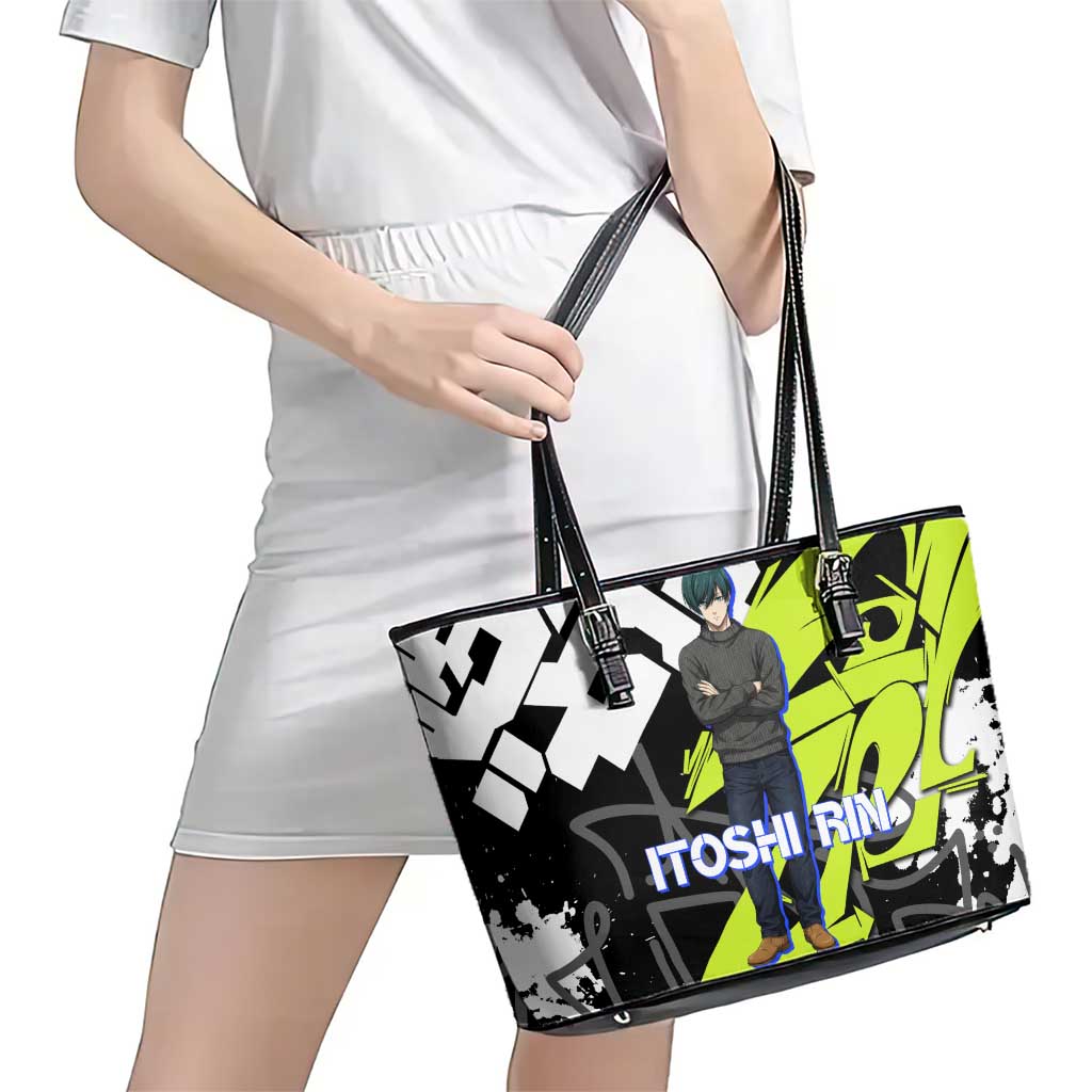 Itoshi Rin Blue Lock Leather Tote Bag Urban Graffiti Street Art Style