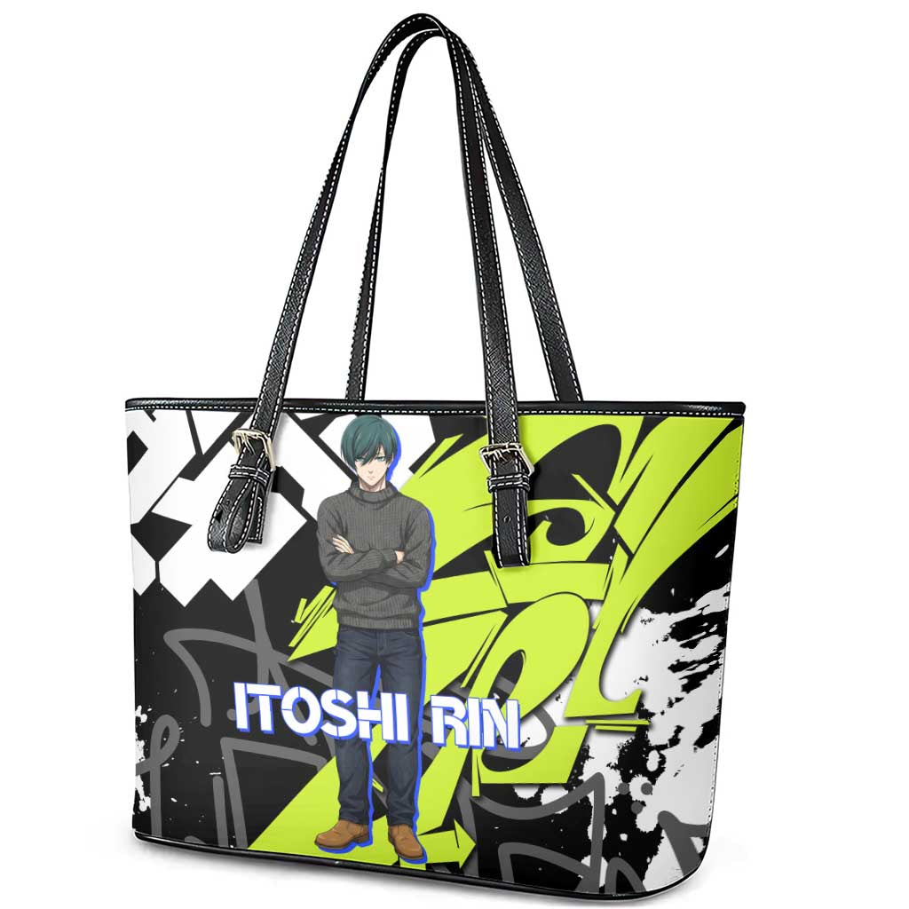 Itoshi Rin Blue Lock Leather Tote Bag Urban Graffiti Street Art Style
