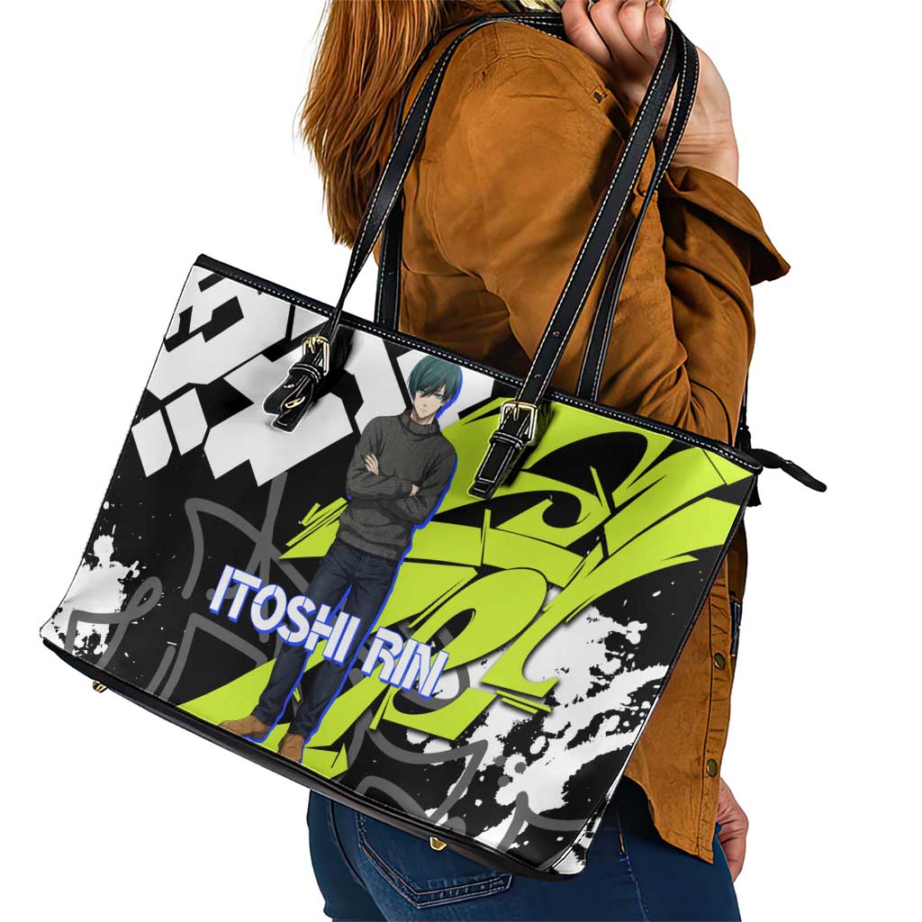 Itoshi Rin Blue Lock Leather Tote Bag Urban Graffiti Street Art Style