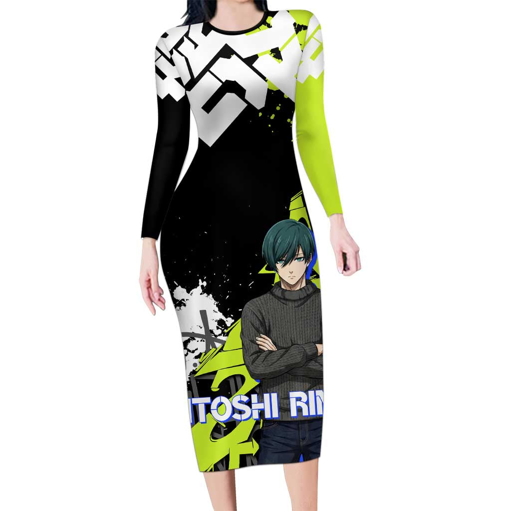 Itoshi Rin Blue Lock Long Sleeve Bodycon Dress Urban Graffiti Street Art Style