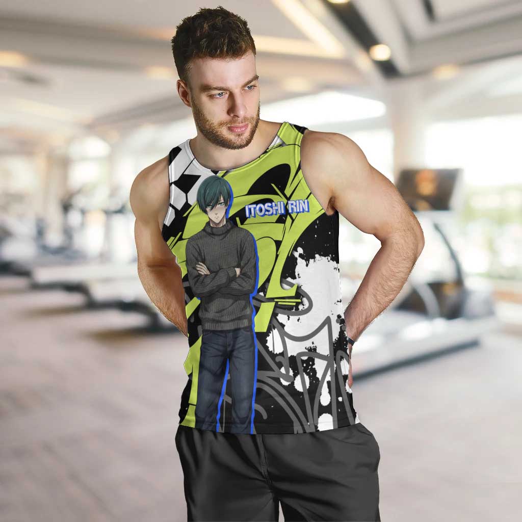 Itoshi Rin Blue Lock Men Tank Top Urban Graffiti Street Art Style