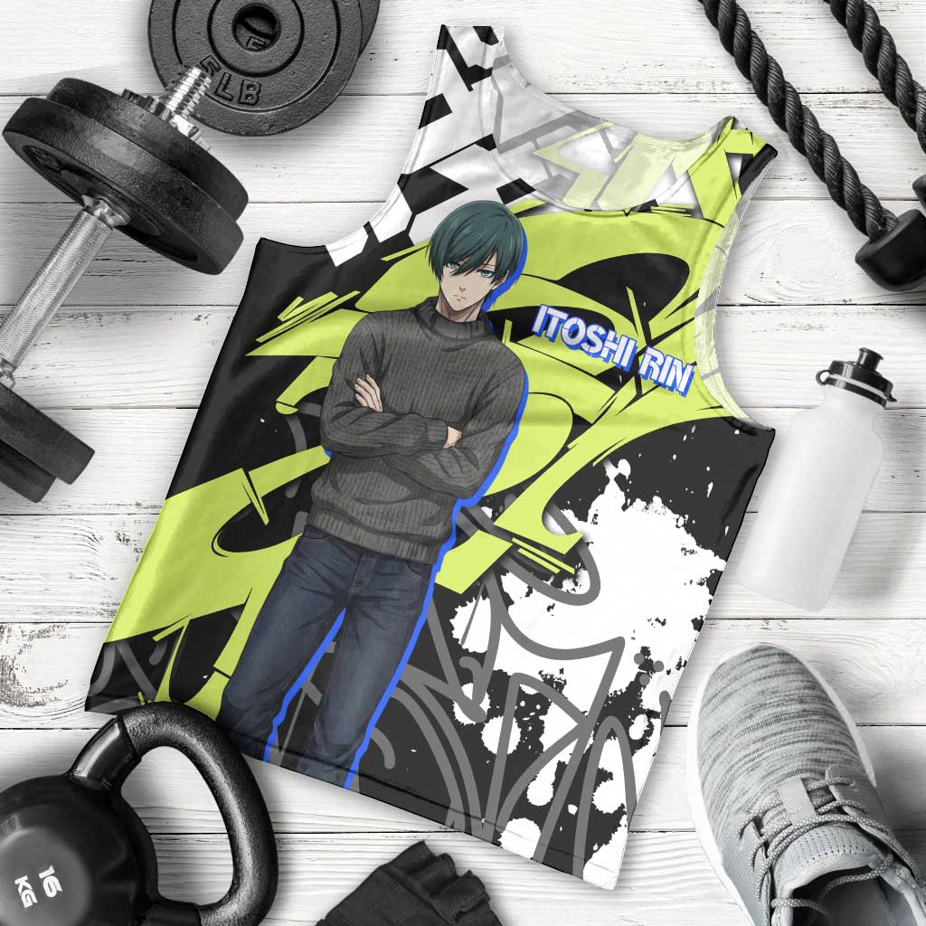 Itoshi Rin Blue Lock Men Tank Top Urban Graffiti Street Art Style