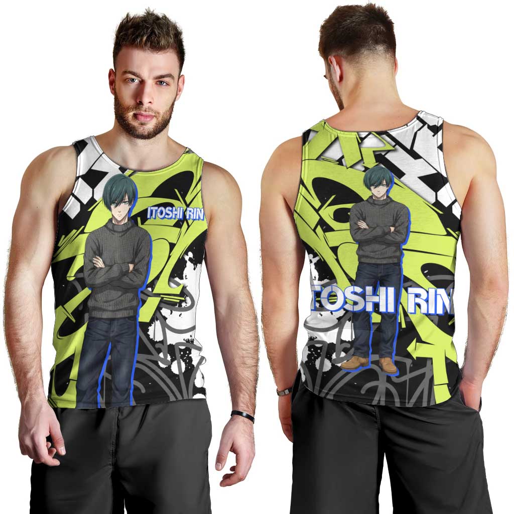 Itoshi Rin Blue Lock Men Tank Top Urban Graffiti Street Art Style
