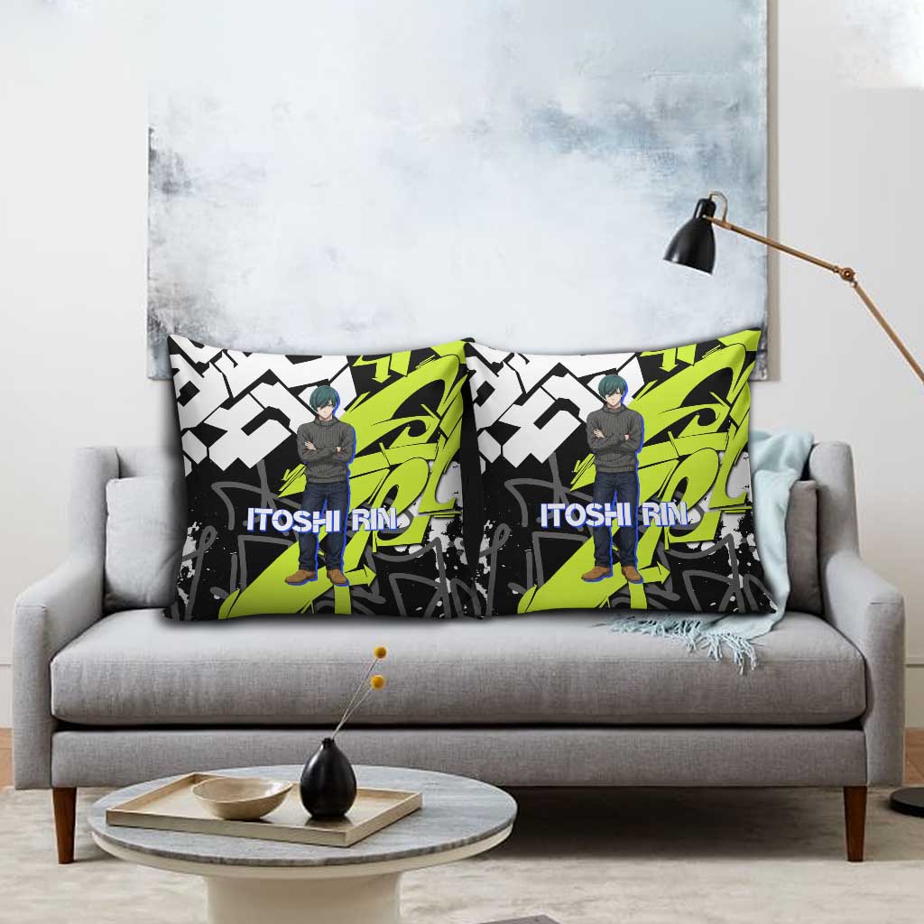Itoshi Rin Blue Lock Pillow Cover Urban Graffiti Street Art Style