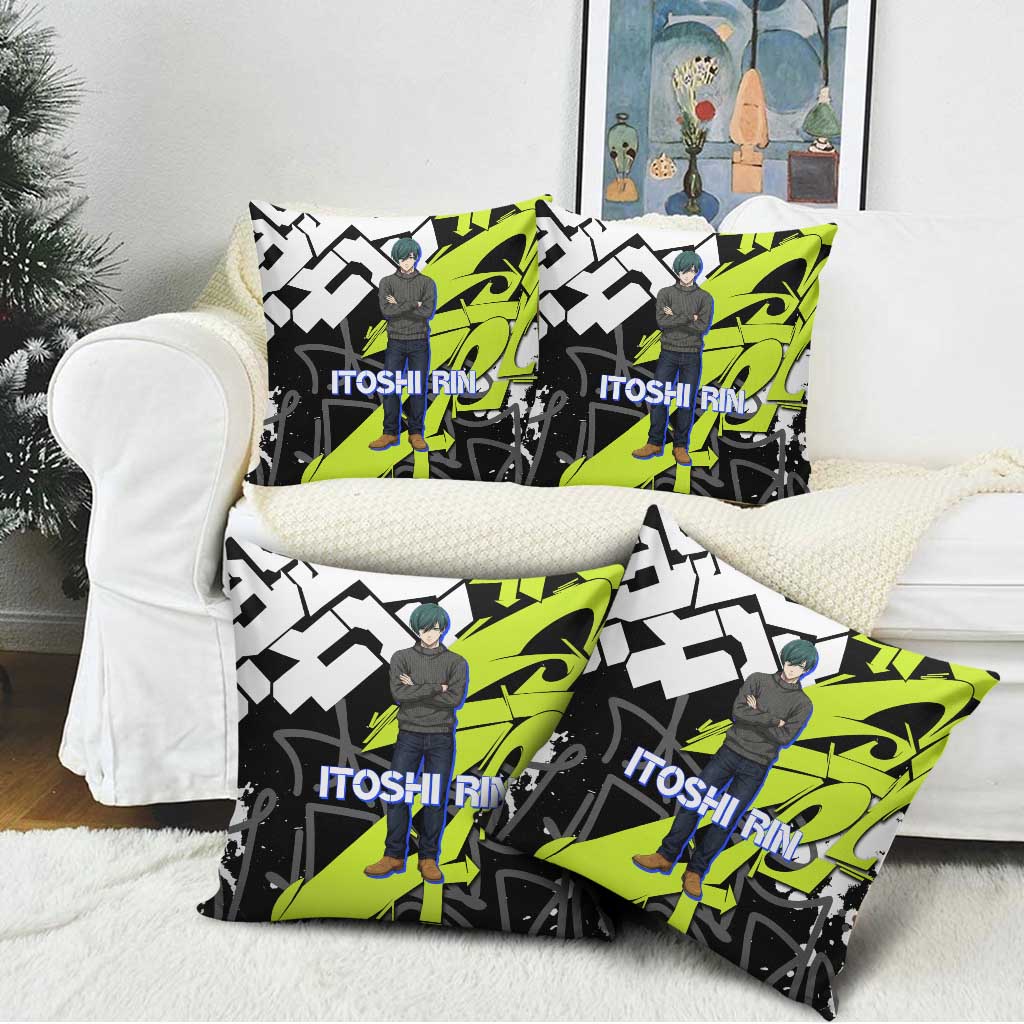 Itoshi Rin Blue Lock Pillow Cover Urban Graffiti Street Art Style
