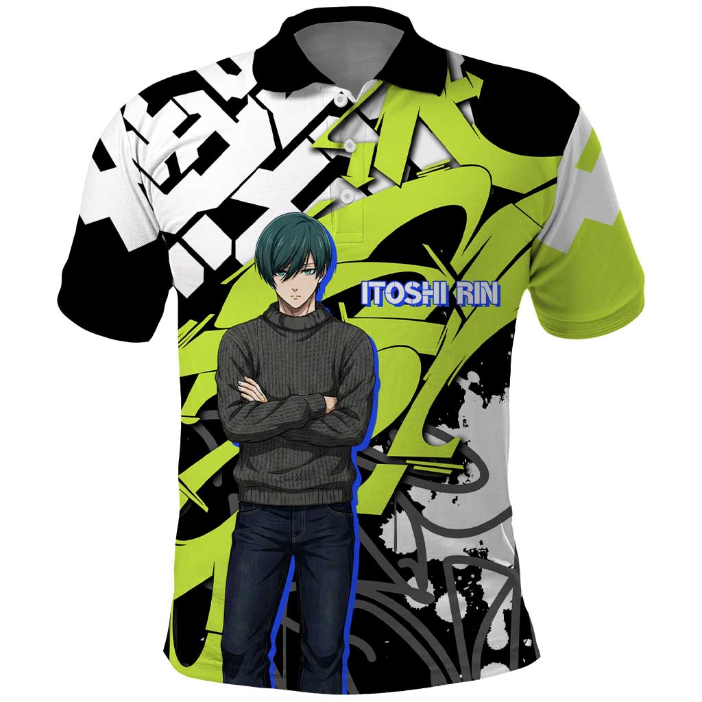 Itoshi Rin Blue Lock Polo Shirt Urban Graffiti Street Art Style