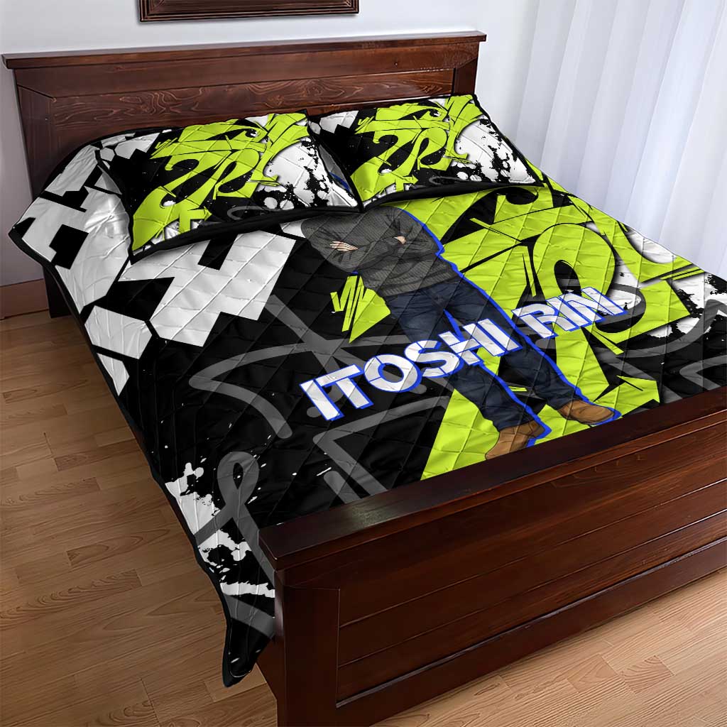 Itoshi Rin Blue Lock Quilt Bed Set Urban Graffiti Street Art Style