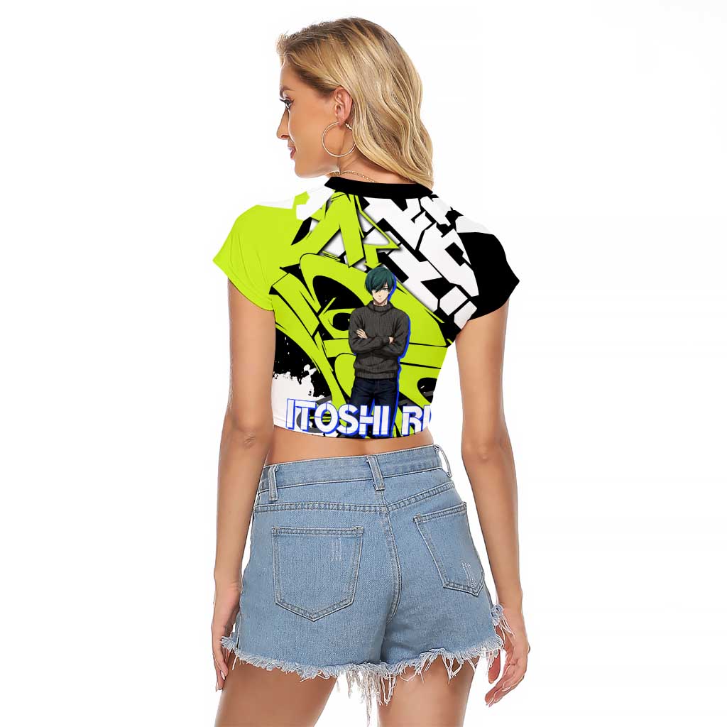 Itoshi Rin Blue Lock Raglan Cropped T Shirt Urban Graffiti Street Art Style