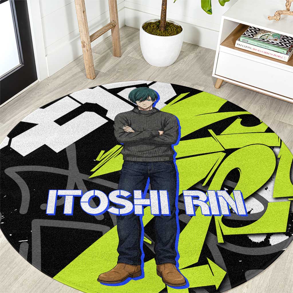 Itoshi Rin Blue Lock Round Carpet Urban Graffiti Street Art Style