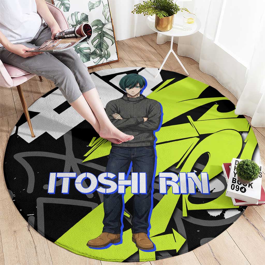 Itoshi Rin Blue Lock Round Carpet Urban Graffiti Street Art Style