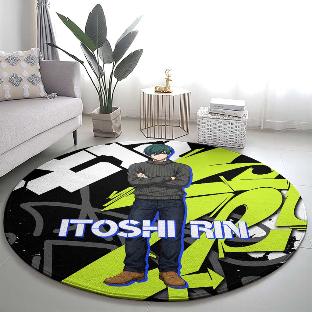 Itoshi Rin Blue Lock Round Carpet Urban Graffiti Street Art Style