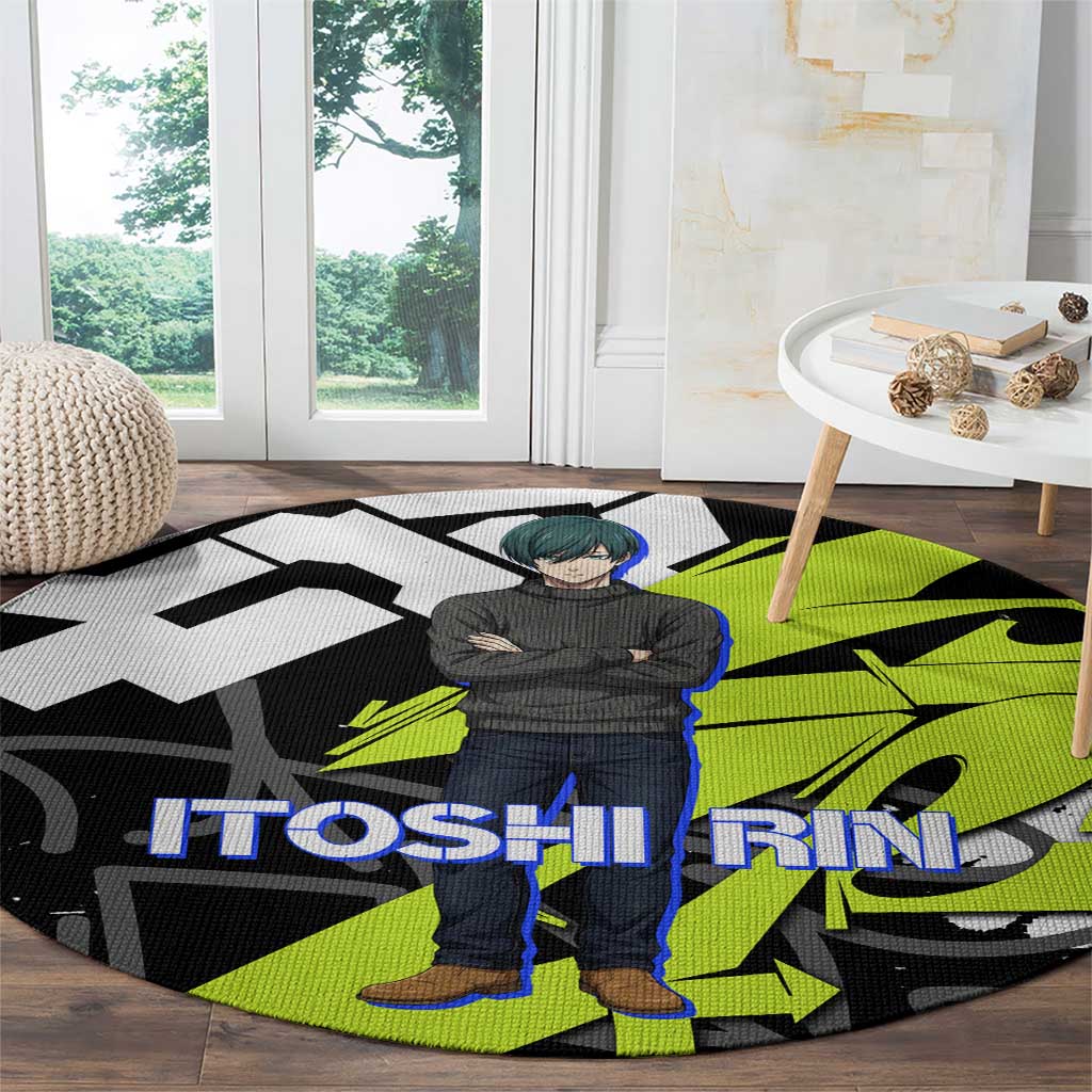 Itoshi Rin Blue Lock Round Carpet Urban Graffiti Street Art Style