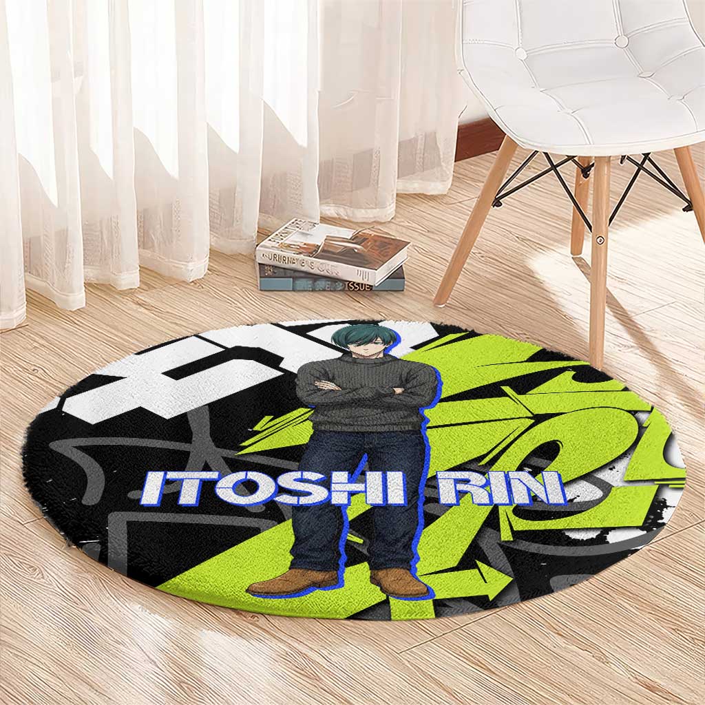 Itoshi Rin Blue Lock Round Carpet Urban Graffiti Street Art Style