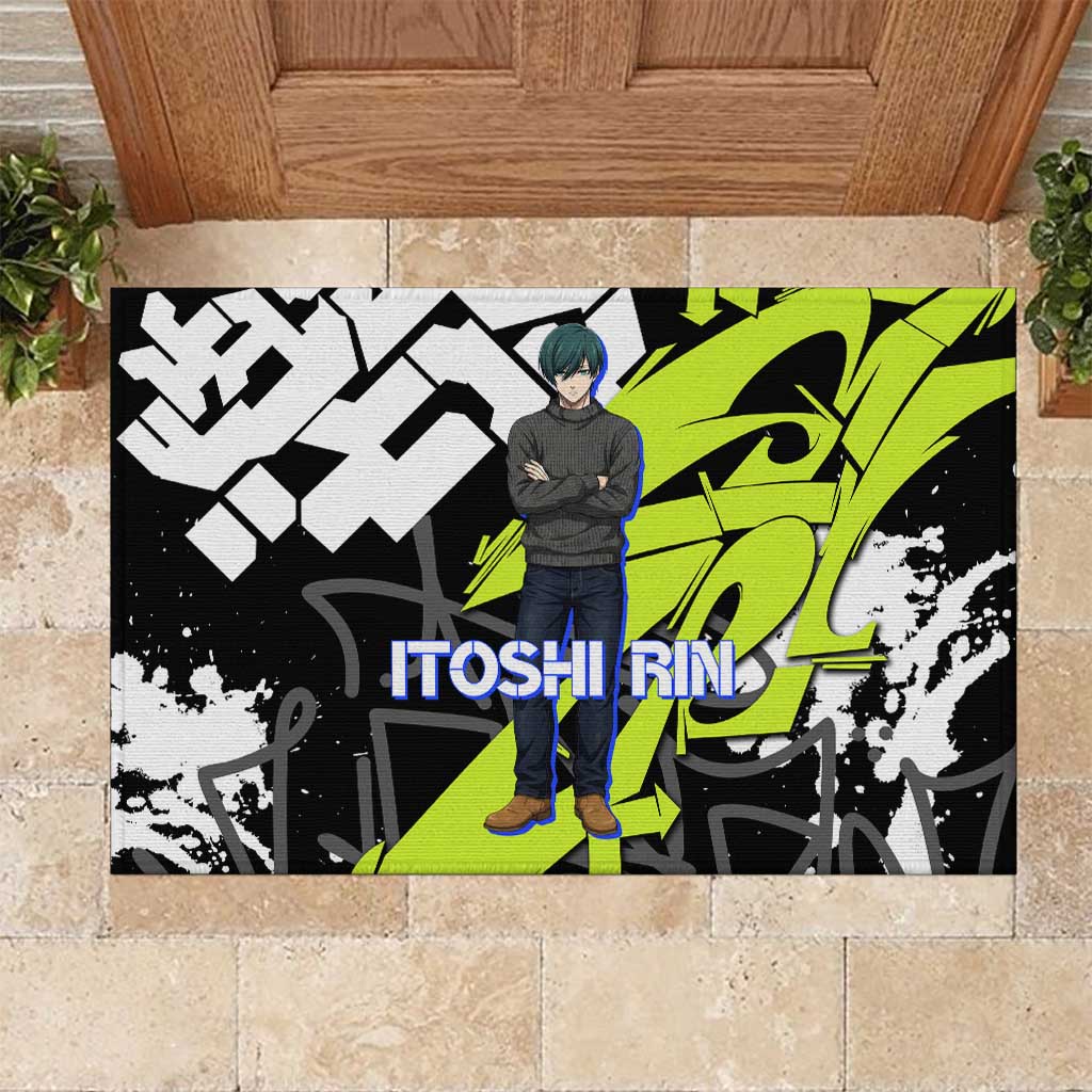 Itoshi Rin Blue Lock Rubber Doormat Urban Graffiti Street Art Style
