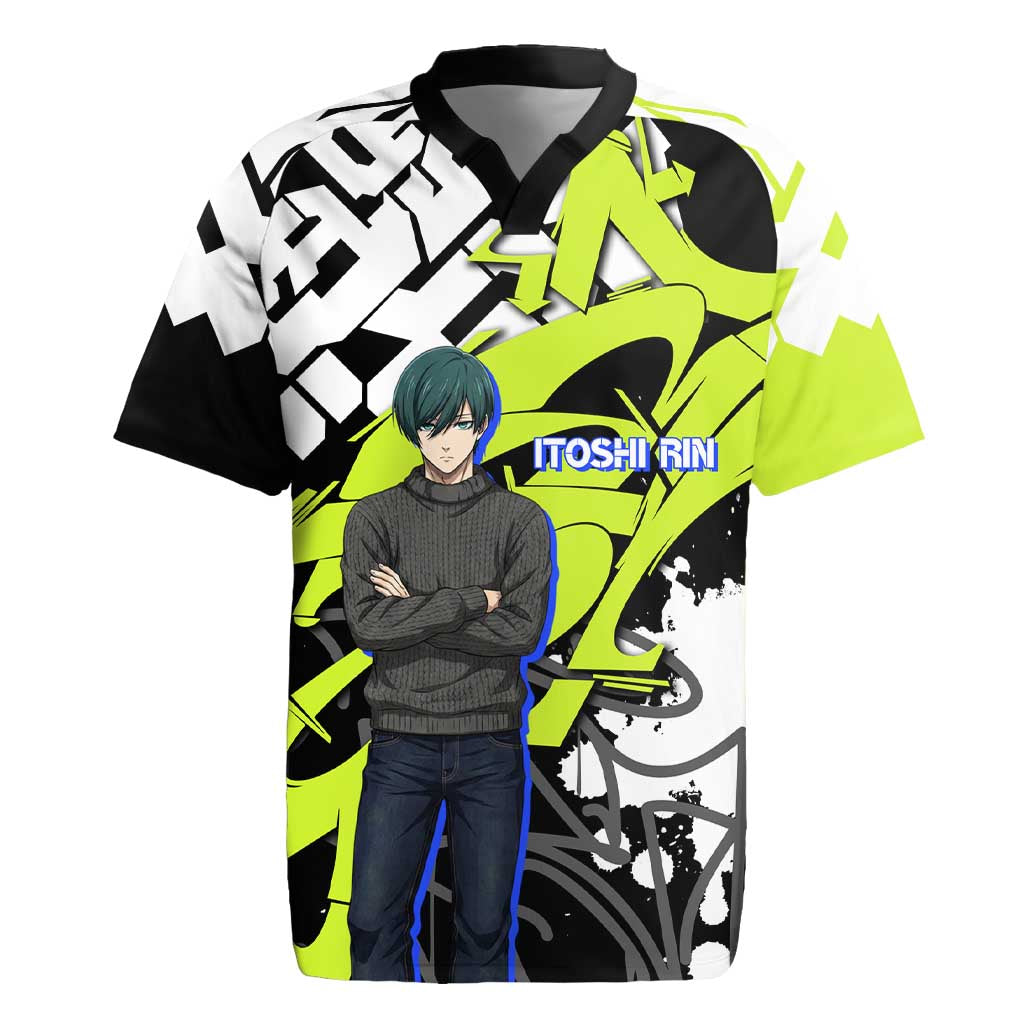 Itoshi Rin Blue Lock Rugby Jersey Urban Graffiti Street Art Style