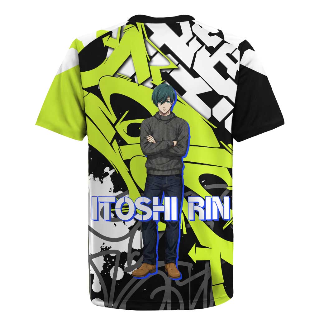 Itoshi Rin Blue Lock Rugby Jersey Urban Graffiti Street Art Style