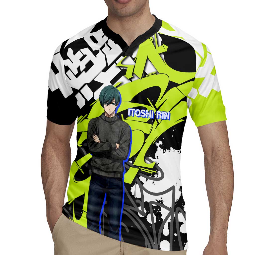 Itoshi Rin Blue Lock Rugby Jersey Urban Graffiti Street Art Style
