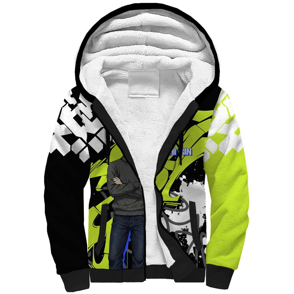 Itoshi Rin Blue Lock Sherpa Hoodie Urban Graffiti Street Art Style