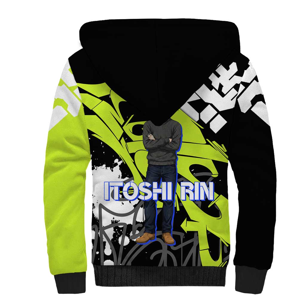 Itoshi Rin Blue Lock Sherpa Hoodie Urban Graffiti Street Art Style