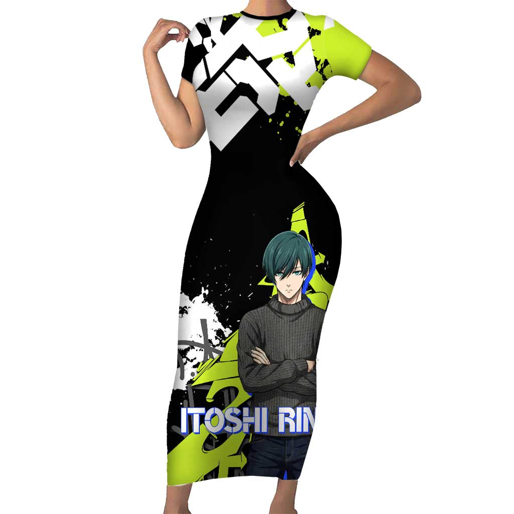Itoshi Rin Blue Lock Short Sleeve Bodycon Dress Urban Graffiti Street Art Style