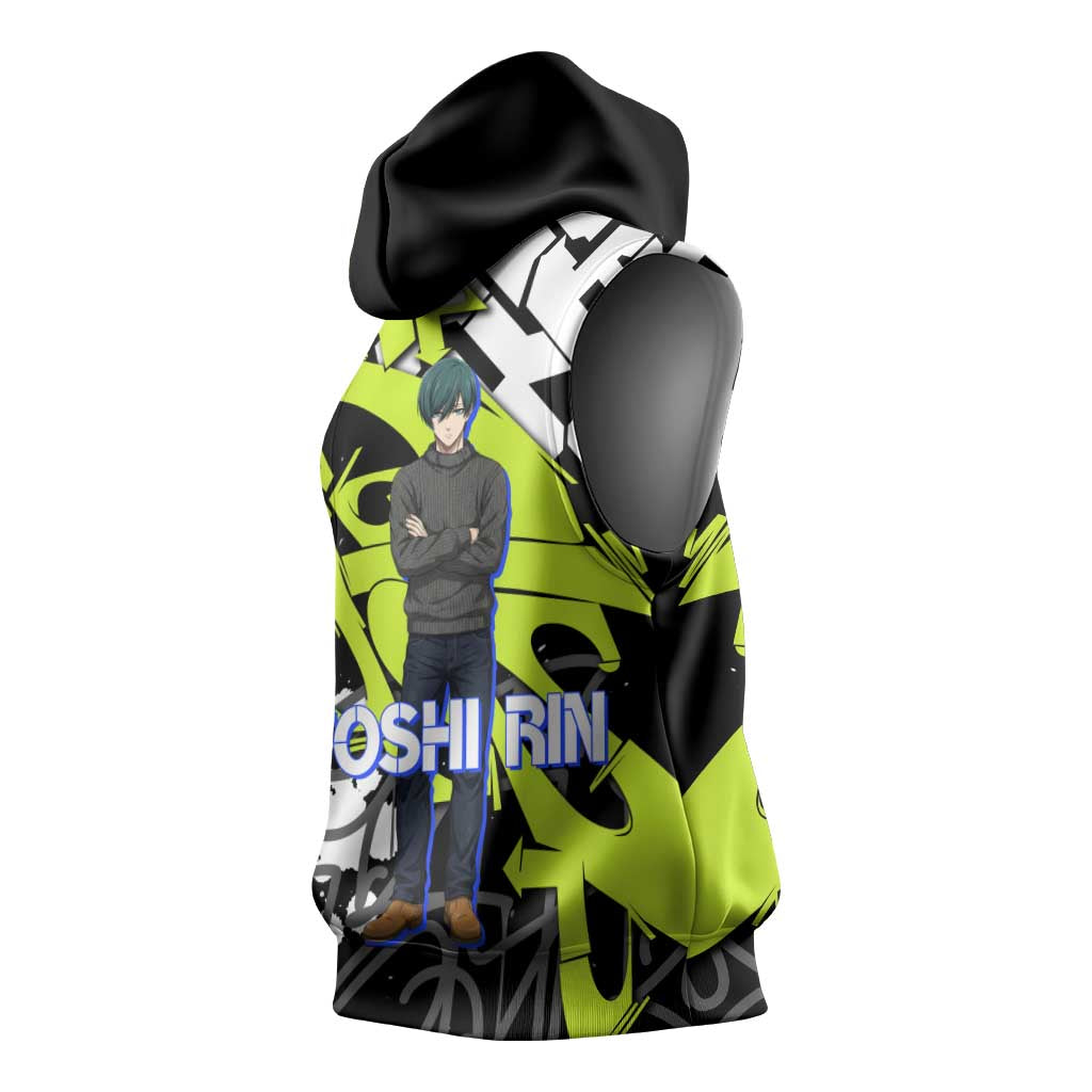 Itoshi Rin Blue Lock Sleeveless Hoodie Urban Graffiti Street Art Style