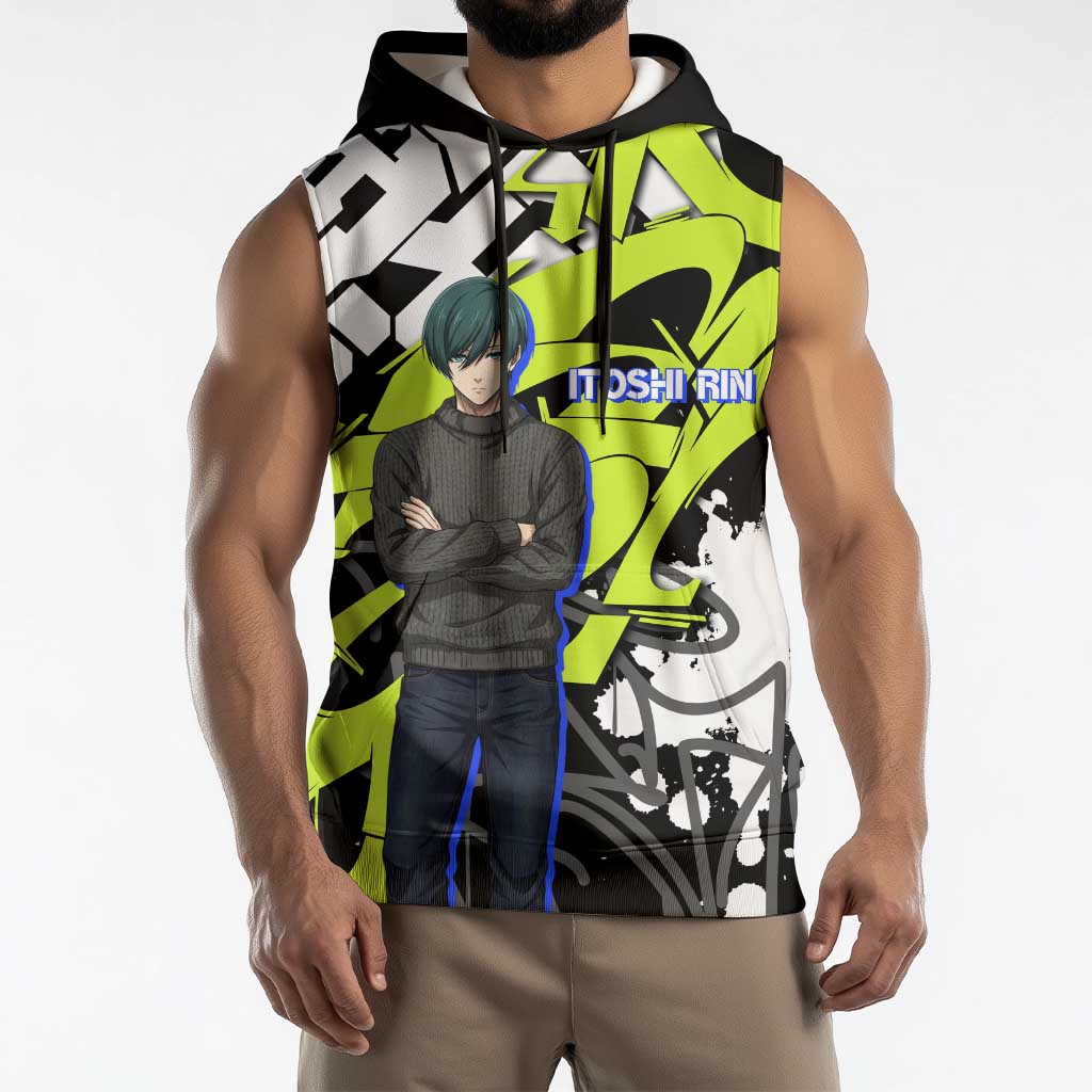 Itoshi Rin Blue Lock Sleeveless Hoodie Urban Graffiti Street Art Style