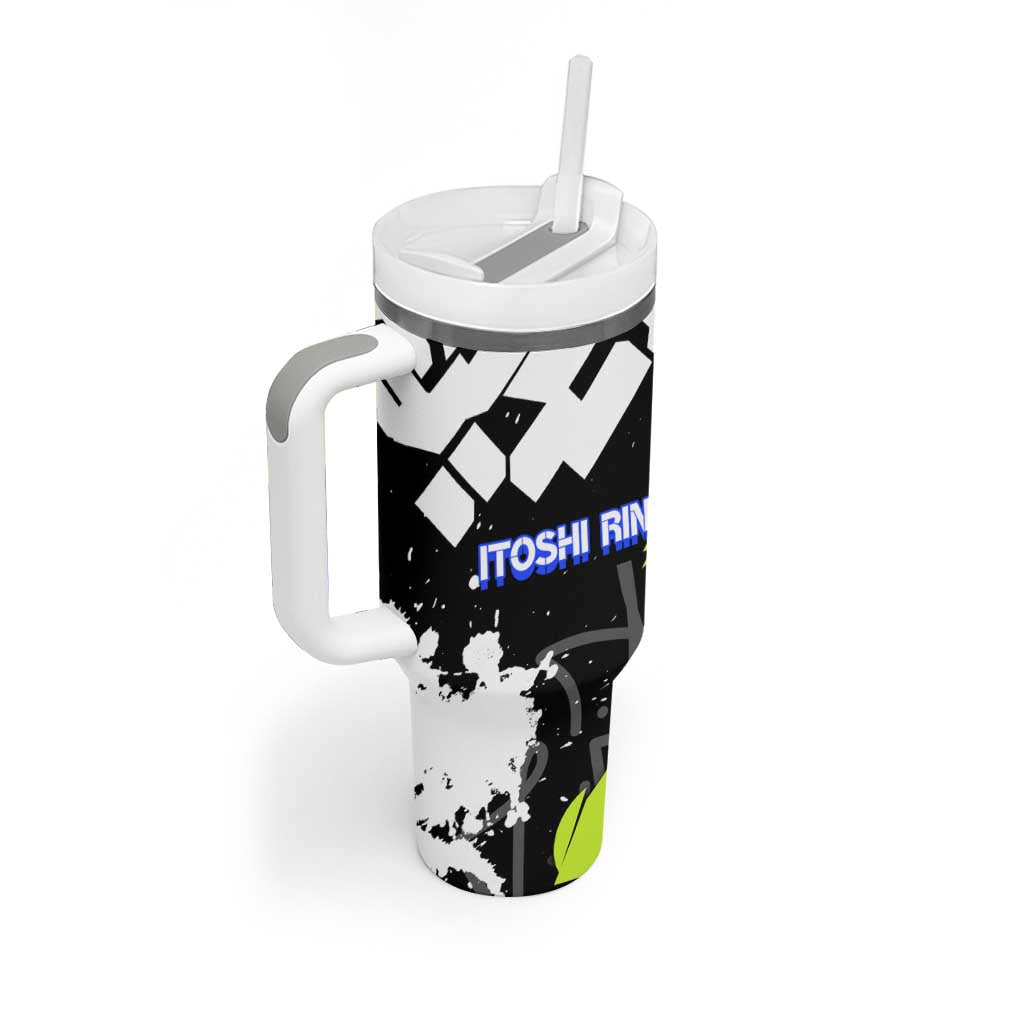 Itoshi Rin Blue Lock Tumbler With Handle Urban Graffiti Street Art Style