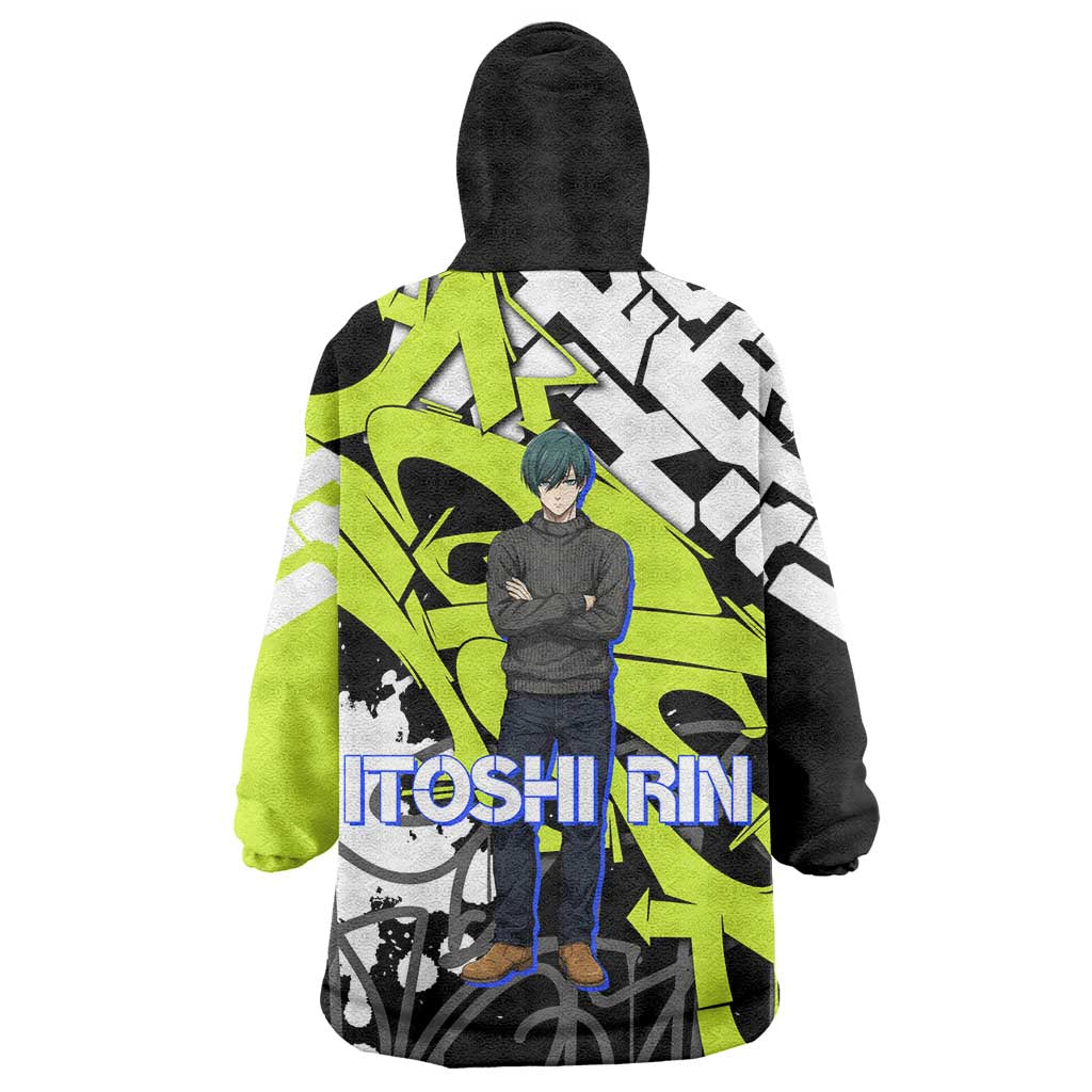 Itoshi Rin Blue Lock Wearable Blanket Hoodie Urban Graffiti Street Art Style