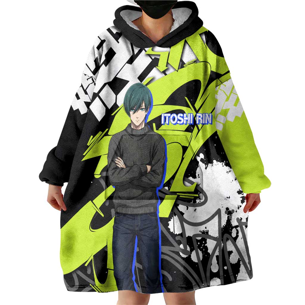 Itoshi Rin Blue Lock Wearable Blanket Hoodie Urban Graffiti Street Art Style