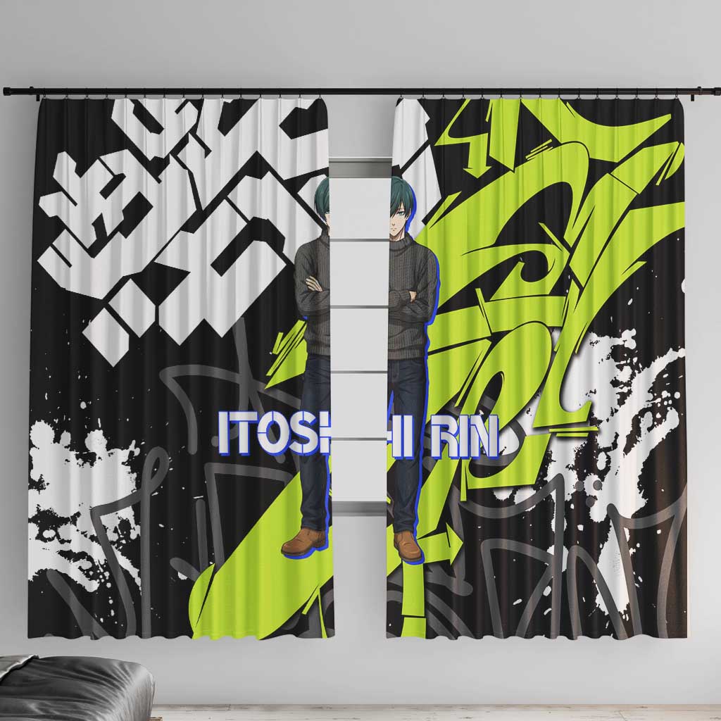 Itoshi Rin Blue Lock Window Curtain Urban Graffiti Street Art Style