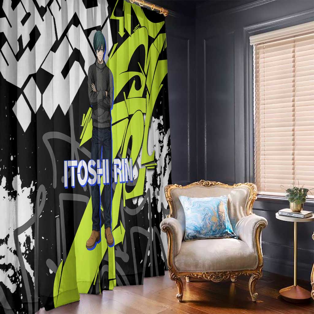 Itoshi Rin Blue Lock Window Curtain Urban Graffiti Street Art Style