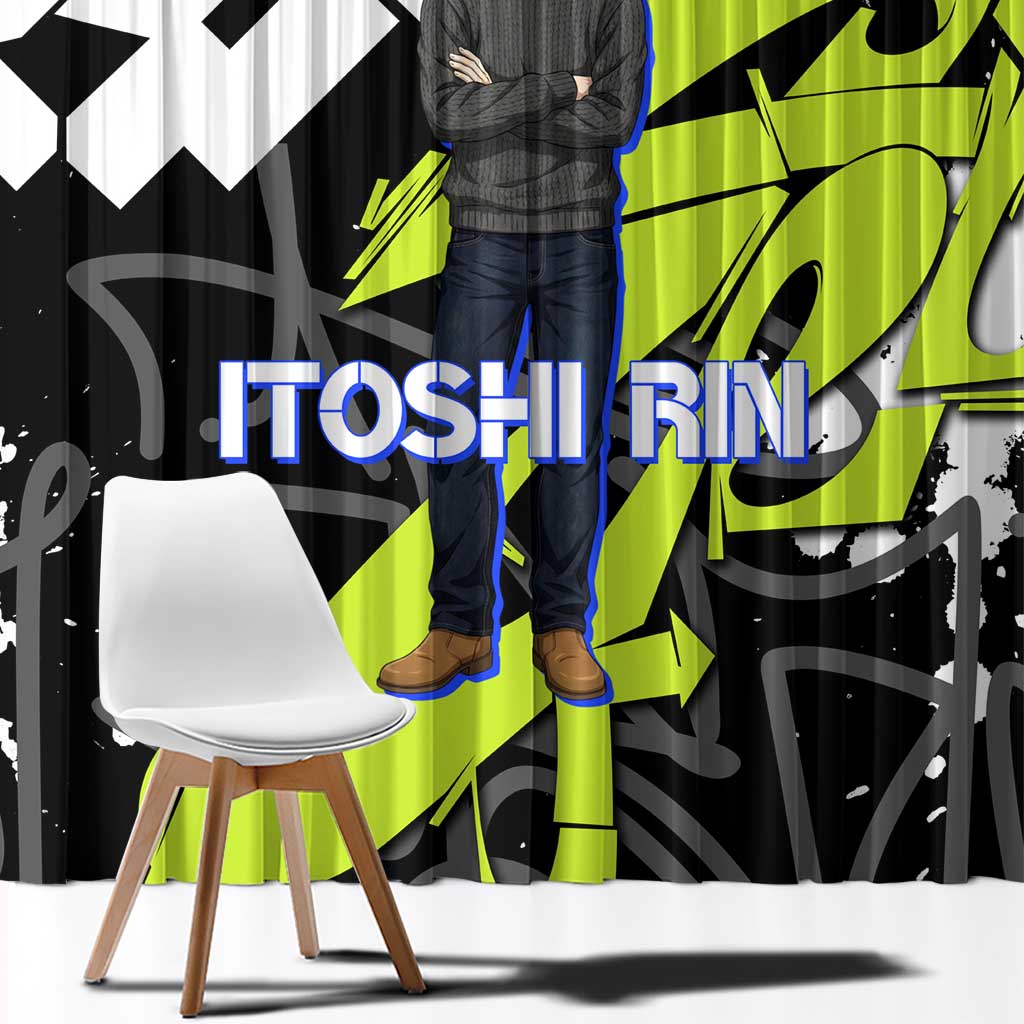 Itoshi Rin Blue Lock Window Curtain Urban Graffiti Street Art Style